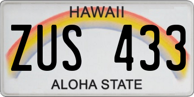 HI license plate ZUS433