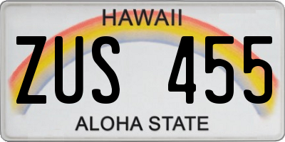 HI license plate ZUS455