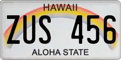 HI license plate ZUS456