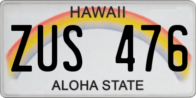 HI license plate ZUS476