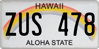 HI license plate ZUS478