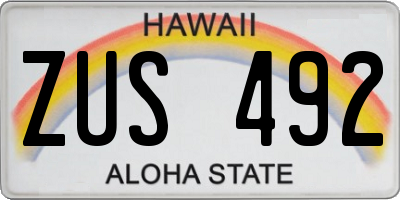HI license plate ZUS492