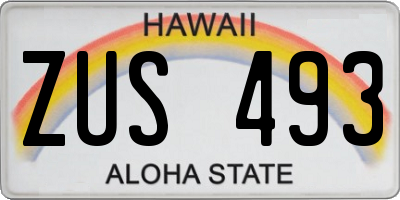 HI license plate ZUS493