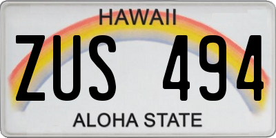 HI license plate ZUS494