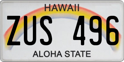 HI license plate ZUS496