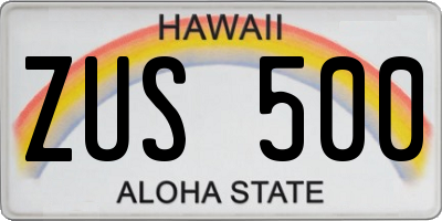 HI license plate ZUS500