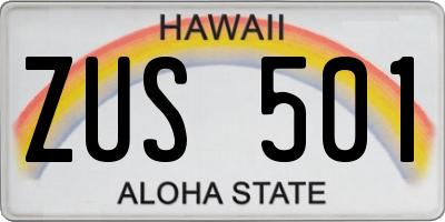 HI license plate ZUS501