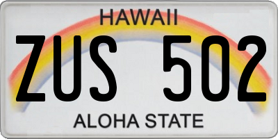 HI license plate ZUS502
