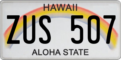 HI license plate ZUS507