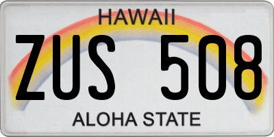 HI license plate ZUS508