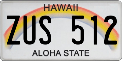 HI license plate ZUS512