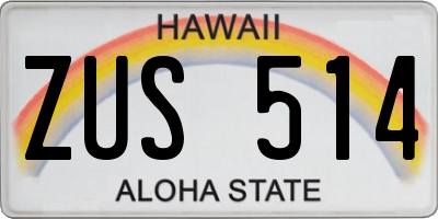 HI license plate ZUS514