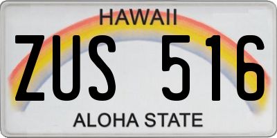 HI license plate ZUS516