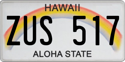 HI license plate ZUS517