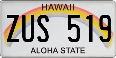 HI license plate ZUS519