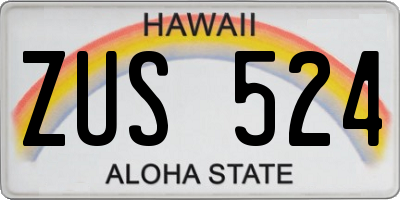 HI license plate ZUS524