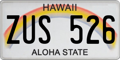 HI license plate ZUS526