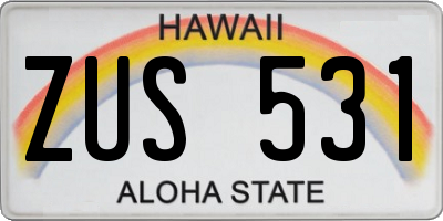 HI license plate ZUS531