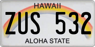 HI license plate ZUS532