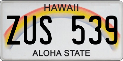 HI license plate ZUS539