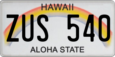 HI license plate ZUS540