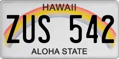 HI license plate ZUS542