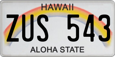 HI license plate ZUS543