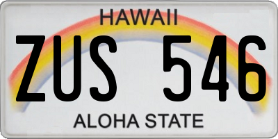 HI license plate ZUS546