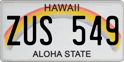 HI license plate ZUS549
