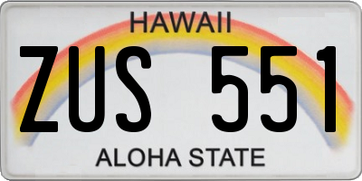 HI license plate ZUS551