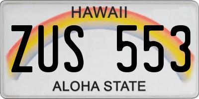 HI license plate ZUS553