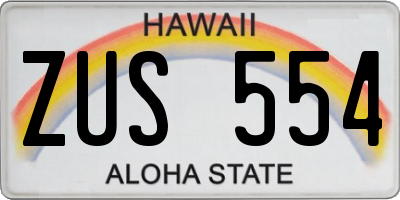 HI license plate ZUS554