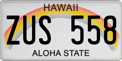 HI license plate ZUS558