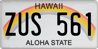 HI license plate ZUS561