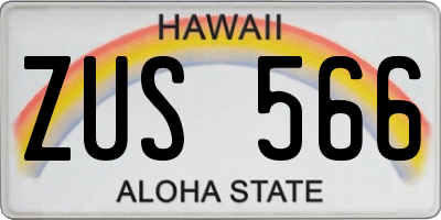 HI license plate ZUS566