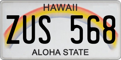 HI license plate ZUS568