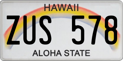 HI license plate ZUS578