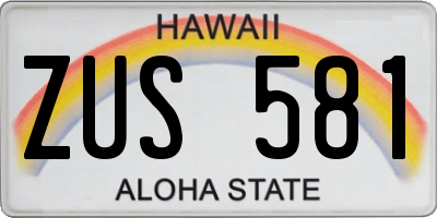 HI license plate ZUS581