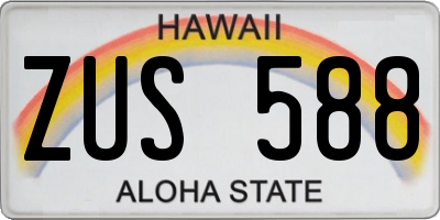 HI license plate ZUS588