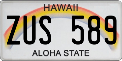 HI license plate ZUS589
