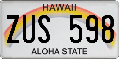 HI license plate ZUS598