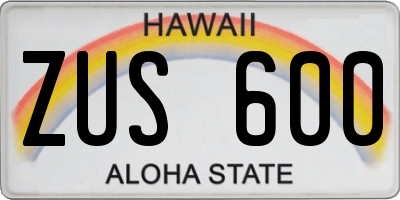 HI license plate ZUS600