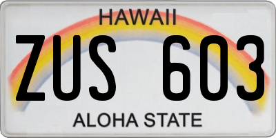 HI license plate ZUS603