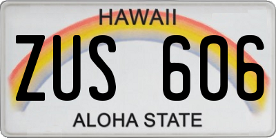 HI license plate ZUS606