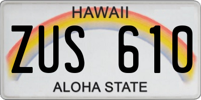 HI license plate ZUS610