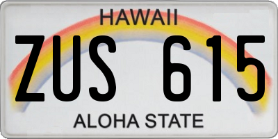 HI license plate ZUS615
