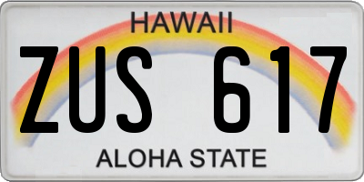 HI license plate ZUS617