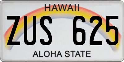 HI license plate ZUS625