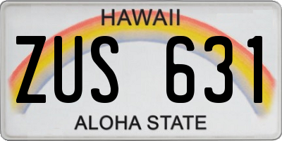 HI license plate ZUS631
