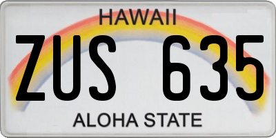 HI license plate ZUS635